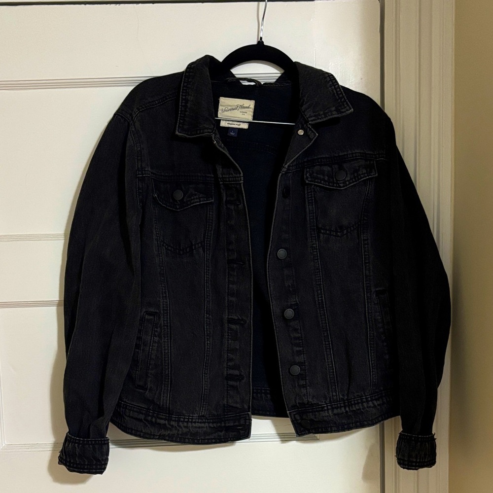 Super cute Boxy Fit Charcoal Denim Jacket!